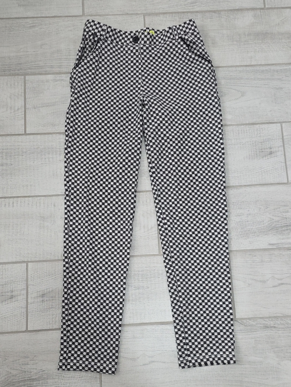 Betabrand Catstooth Pants Women's Size Medium Stretch Pull On Office